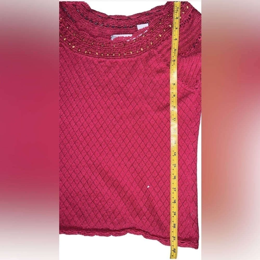 MARISA CHRISTINA Short -Sleeve Sweater Sz M Preppy Casual Crew Neck - Picture 5 of 6
